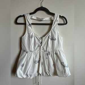 ONLY White Seahorse/Seashell Bubble Blouse